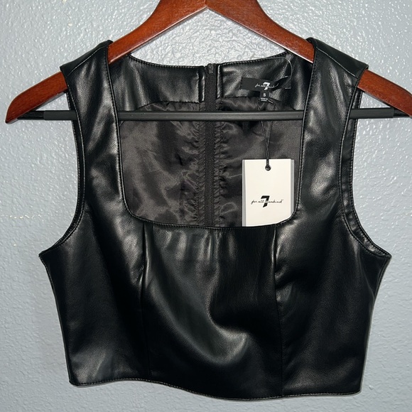 7 For All Mankind Leather Crop Top - Picture 1 of 4